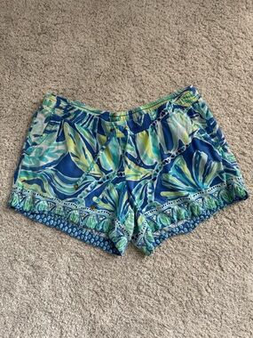 Lilly Pulitzer Blue & Green Printed Pull-On Shorts